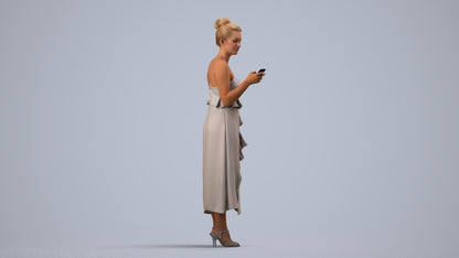 3D people model woman formal formalaffairs, scanned human for 3ds Max rendering, side view render