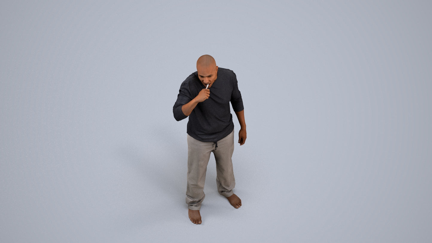 3D people model man bathroom, scanned human for 3ds Max rendering, back view render