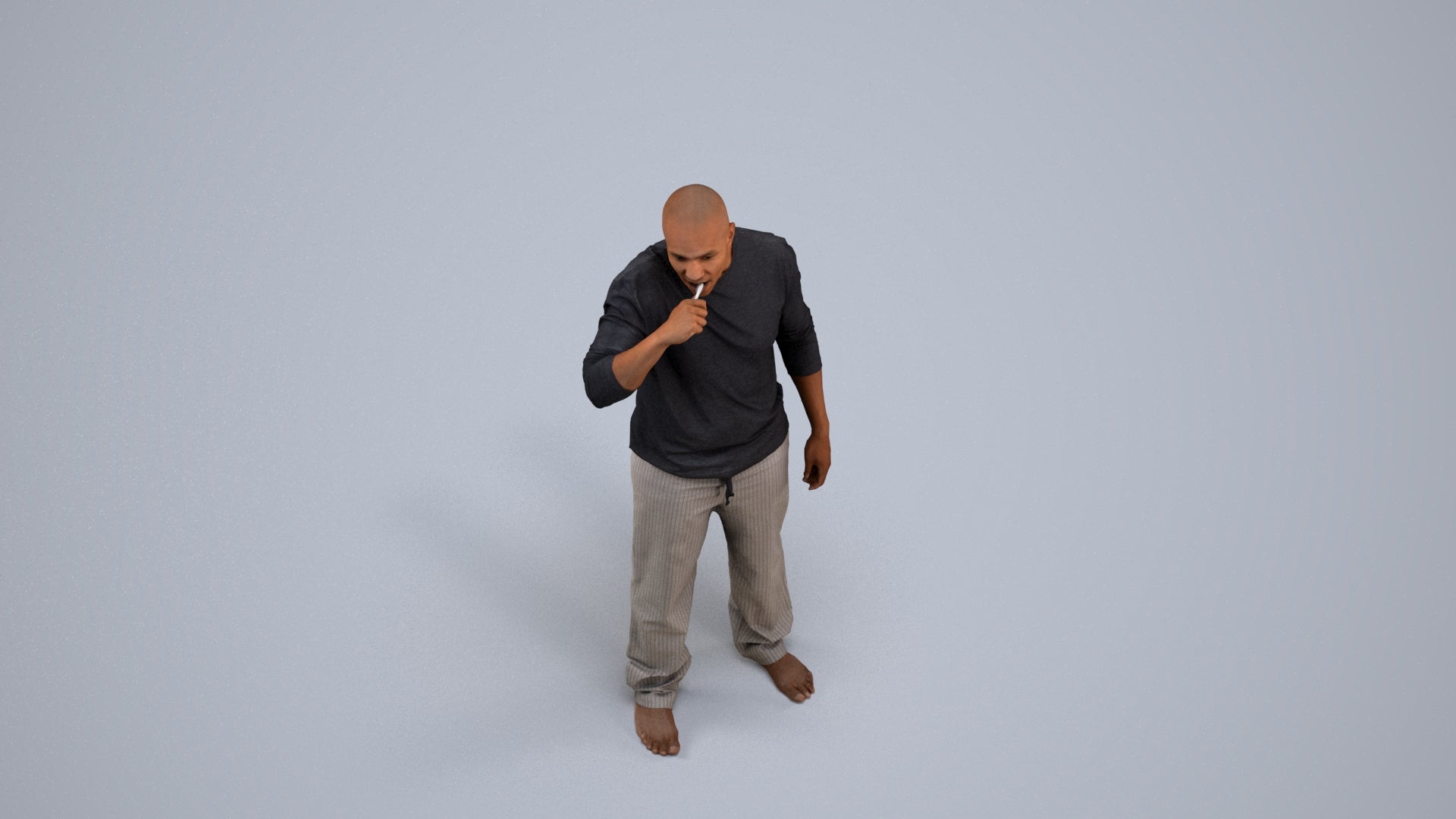 3D people model man bathroom, scanned human for 3ds Max rendering, back view render
