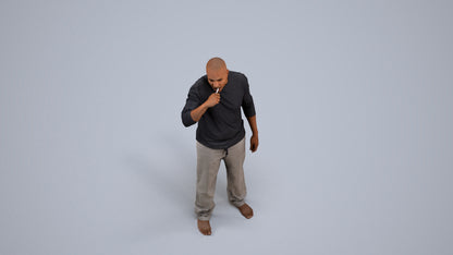 3D people model man bathroom, scanned human for 3ds Max rendering, back view render