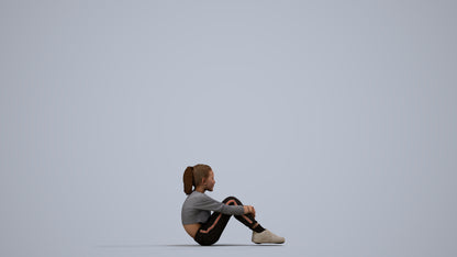 realistic 3D girl casual kids, scanned archviz people for Blender and 3ds Max, side view render