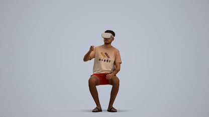 3D human model man casual sitting, photogrammetry scanned person for archviz, standing pose render