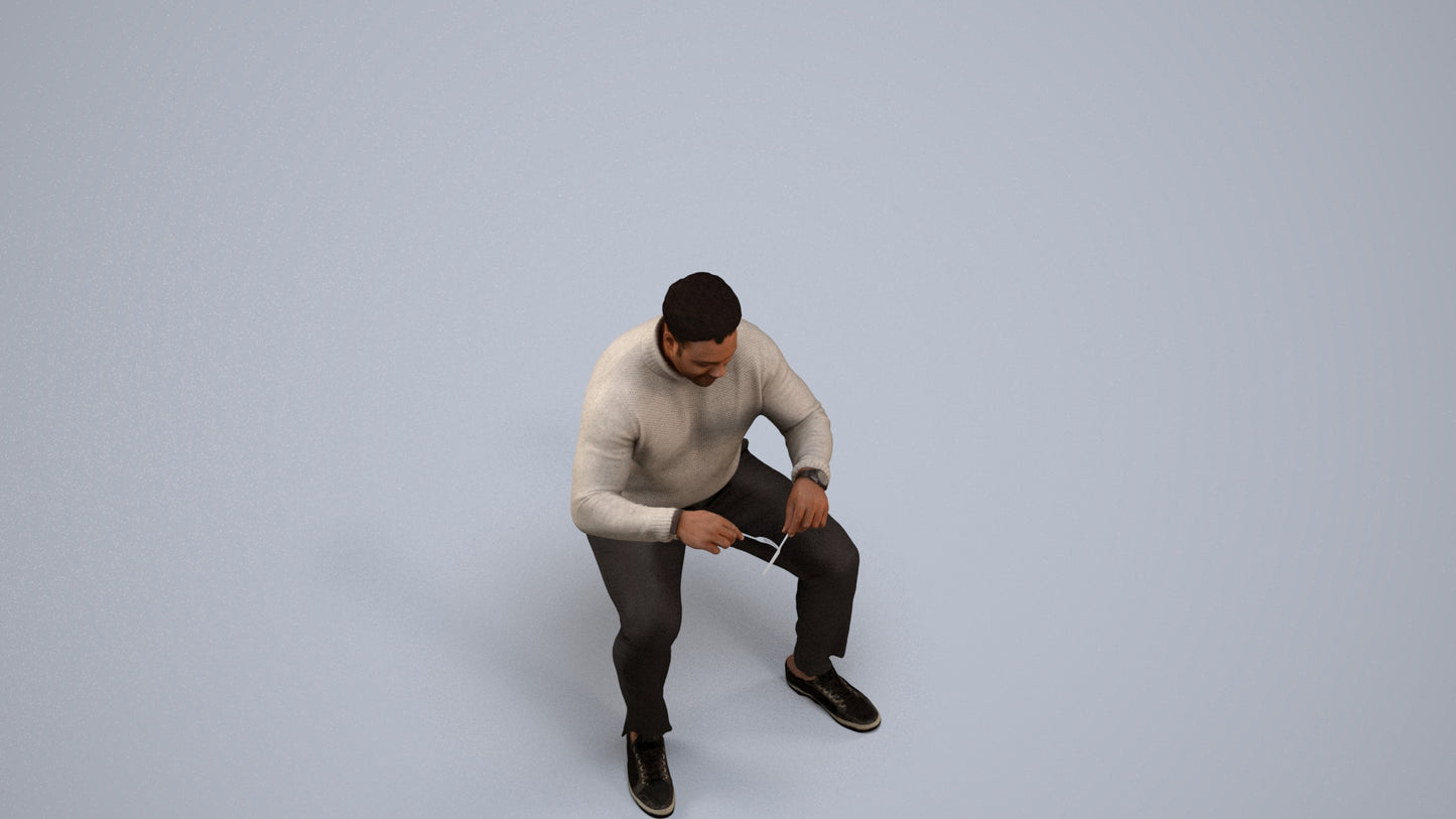 3D people model man casual business, scanned human for 3ds Max rendering, back view render