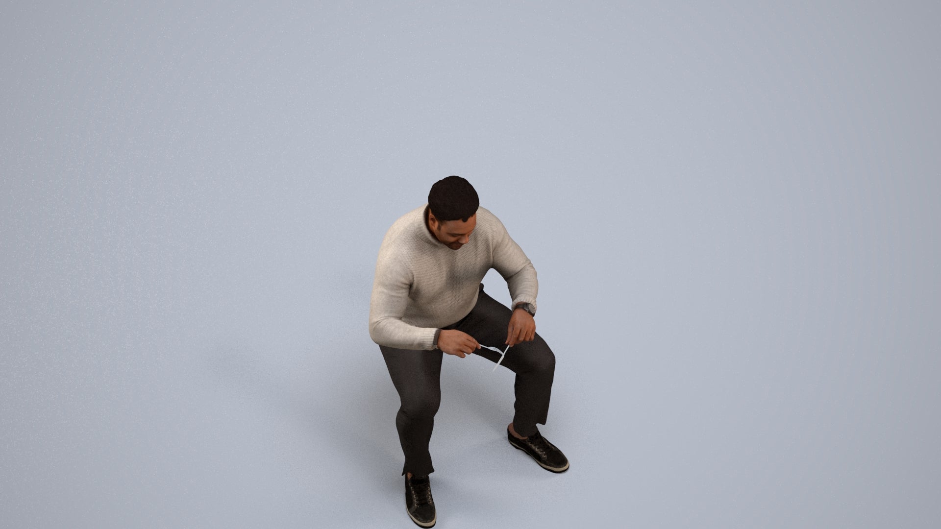 3D people model man casual business, scanned human for 3ds Max rendering, back view render