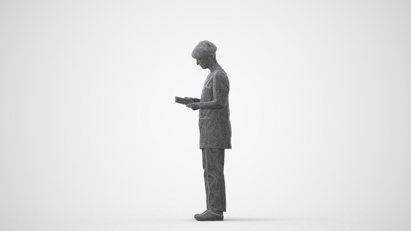 3D people model senior woman medical, scanned human for 3ds Max rendering, square thumbnail