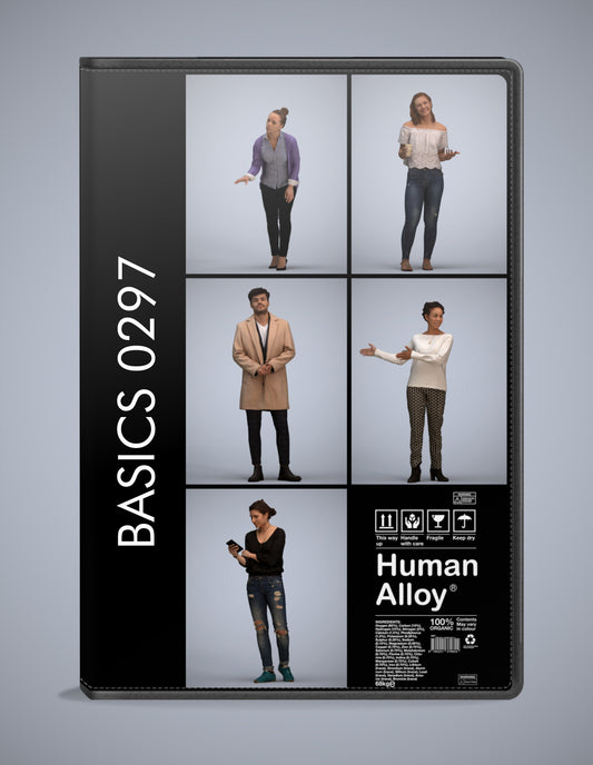 5 3D scanned people standing, photorealistic archviz pack for Enscape and SketchUp