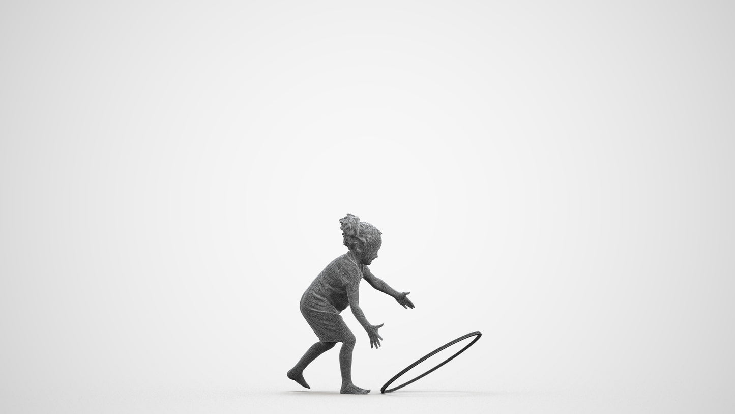 realistic 3D people girl casual kids, render-ready for V-Ray and Corona, FBX OBJ, wireframe front view