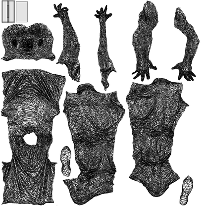 3D scanned man standing casual, photorealistic archviz people for Enscape and SketchUp, wireframe top-down view