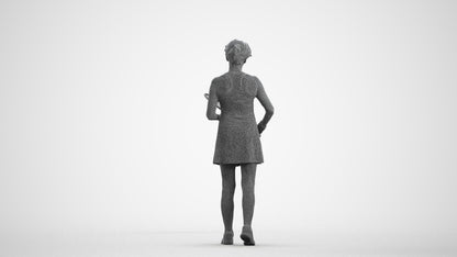 3D human model woman sport, photogrammetry scanned person for archviz, wireframe front view