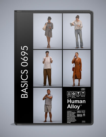 photogrammetry 3D people standing collection, 5 realistic human models archviz FBX