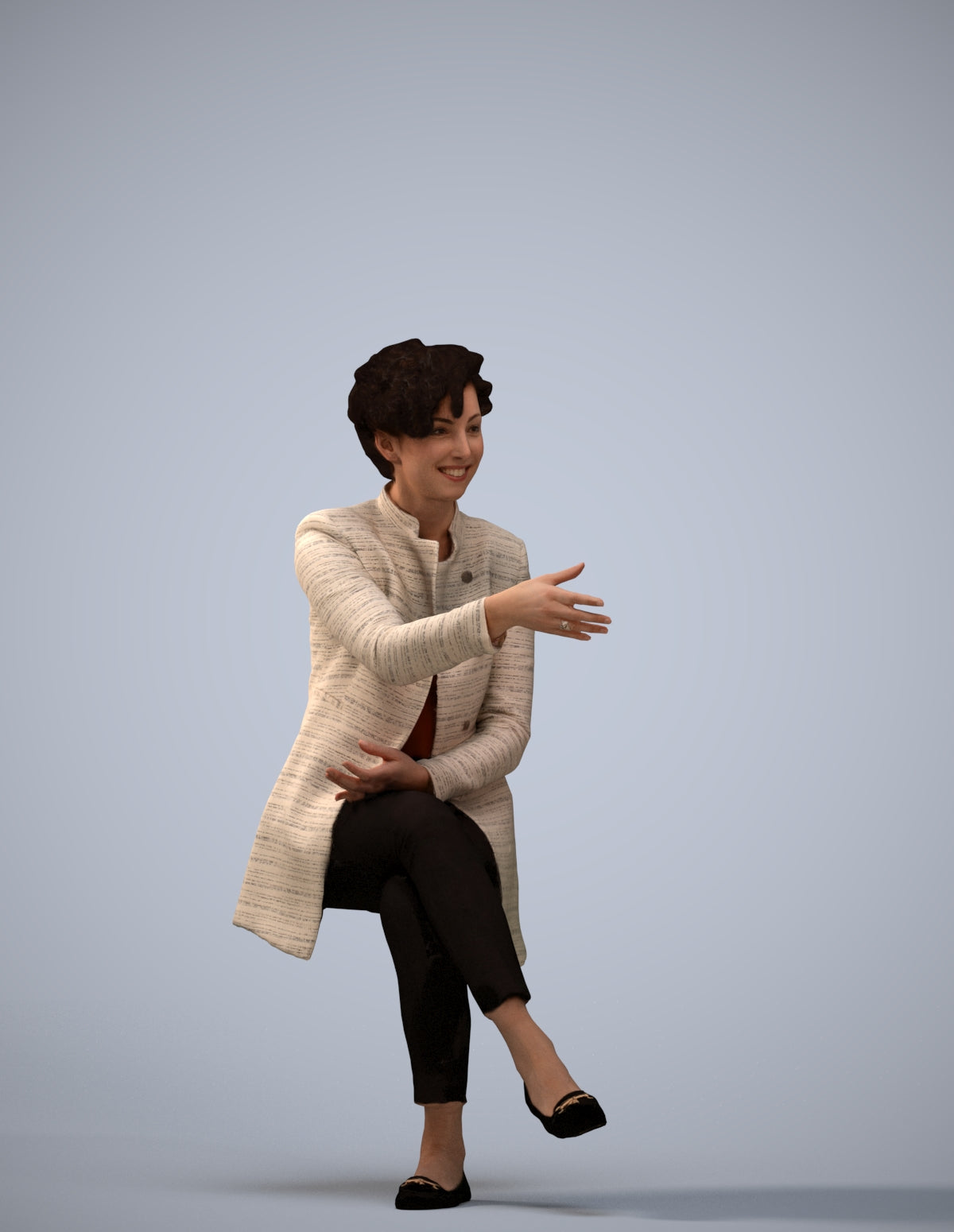 photogrammetry 3D woman business sitting, realistic human model archviz FBX