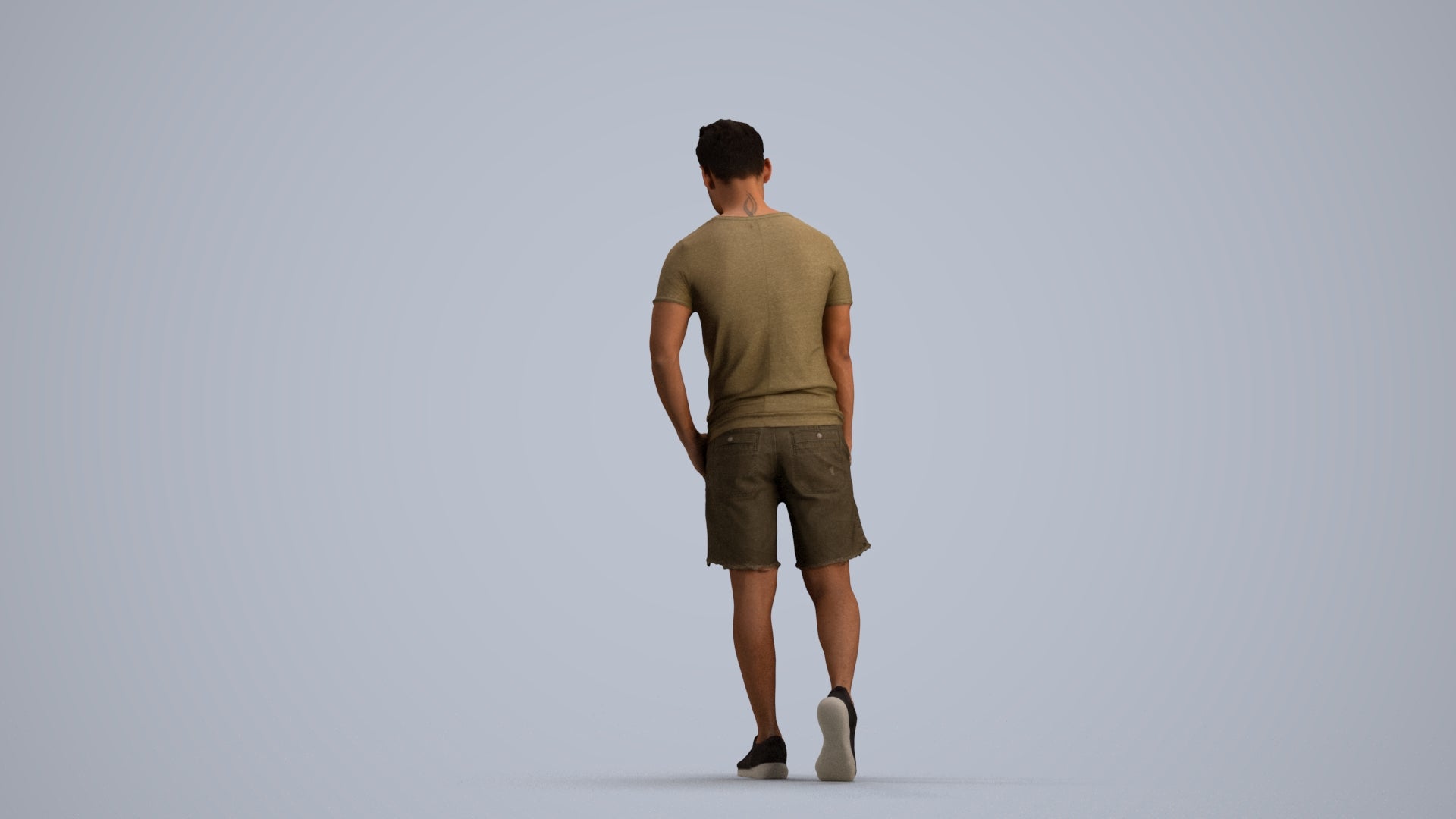 realistic 3D human man casual walking, archviz people FBX OBJ for Blender, front view render