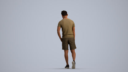 realistic 3D human man casual walking, archviz people FBX OBJ for Blender, front view render