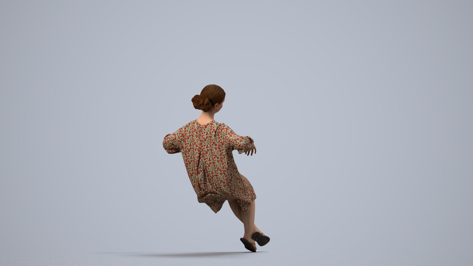 3D scanned girl kids casual, photorealistic archviz people for Enscape and SketchUp, side view render