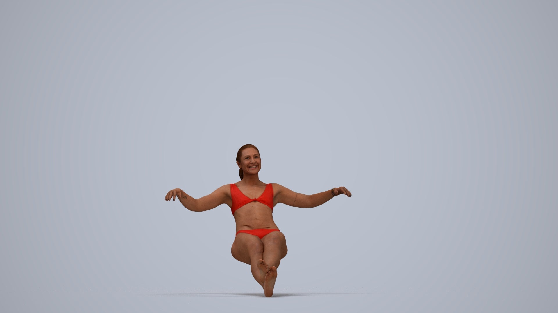 realistic 3D woman pool, scanned archviz people for Blender and 3ds Max, top-down view render