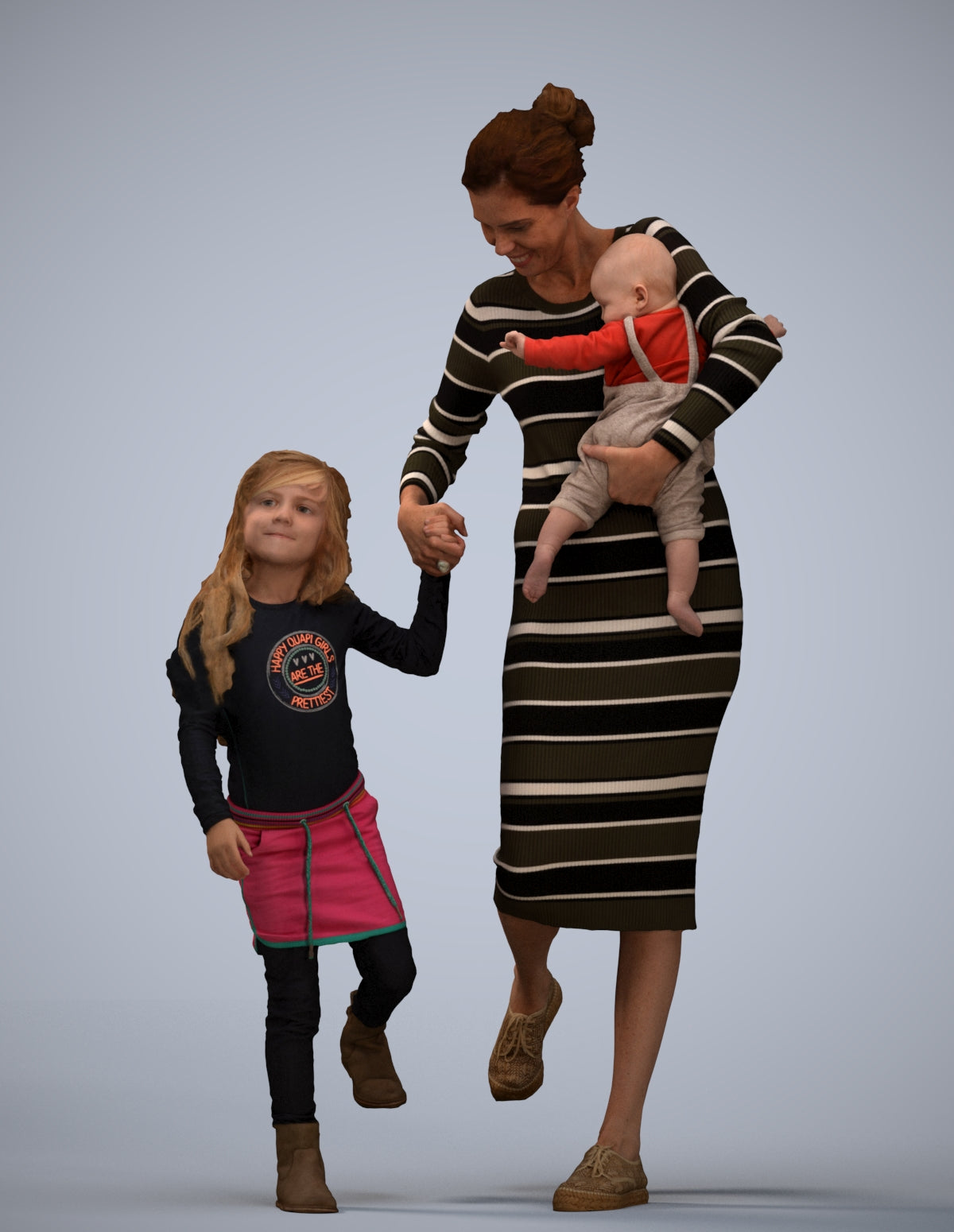realistic 3D people girl casual kids, render-ready for V-Ray and Corona, FBX OBJ