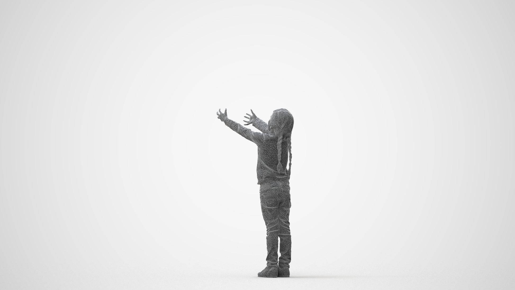 3D human model girl casual kids, photogrammetry scanned person for archviz, square thumbnail