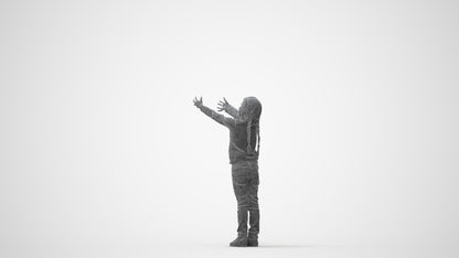 3D human model girl casual kids, photogrammetry scanned person for archviz, square thumbnail