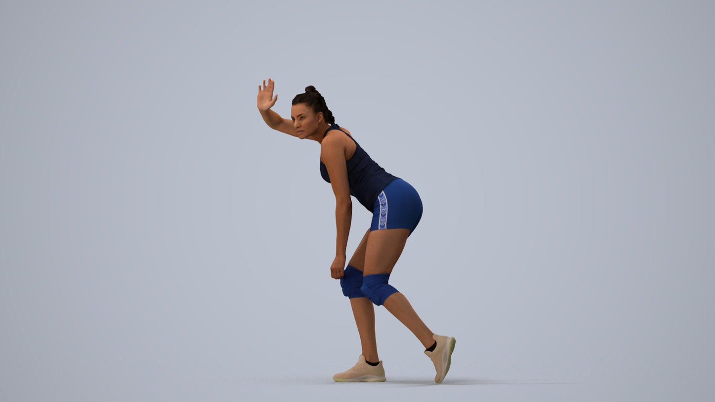 scanned 3D woman sport, photogrammetry people for Enscape and V-Ray, three-quarter view render