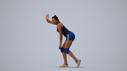 scanned 3D woman sport, photogrammetry people for Enscape and V-Ray, three-quarter view render
