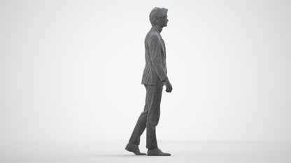 3D people model man business, scanned human for 3ds Max rendering, wireframe side view