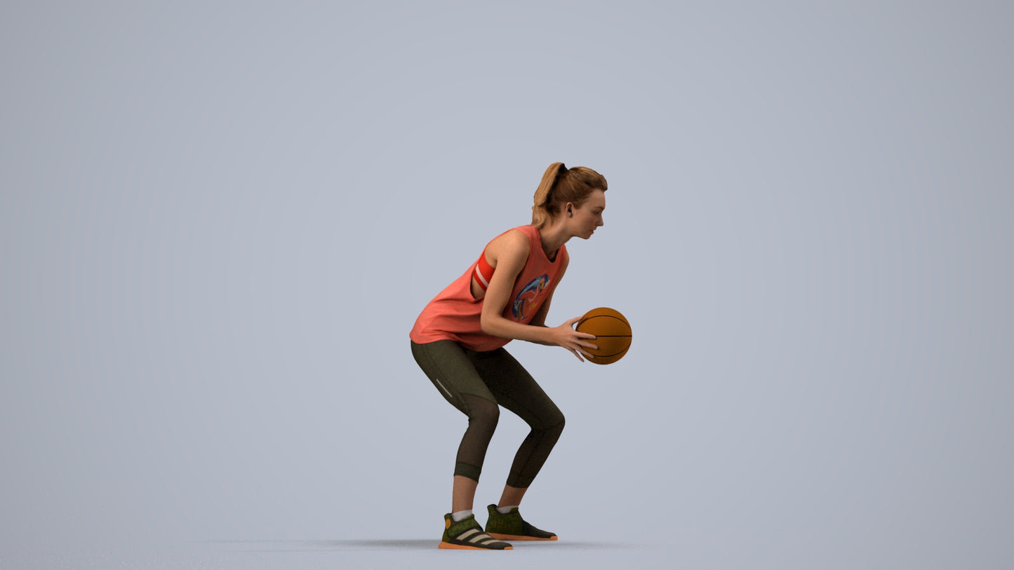 realistic 3D people woman sport, render-ready for V-Ray and Corona, FBX OBJ, side view render