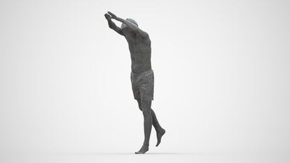 3D people model man pool, scanned human for 3ds Max rendering, wireframe back view