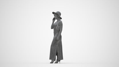 3D human model woman casual standing, photogrammetry scanned person for archviz, wireframe back view
