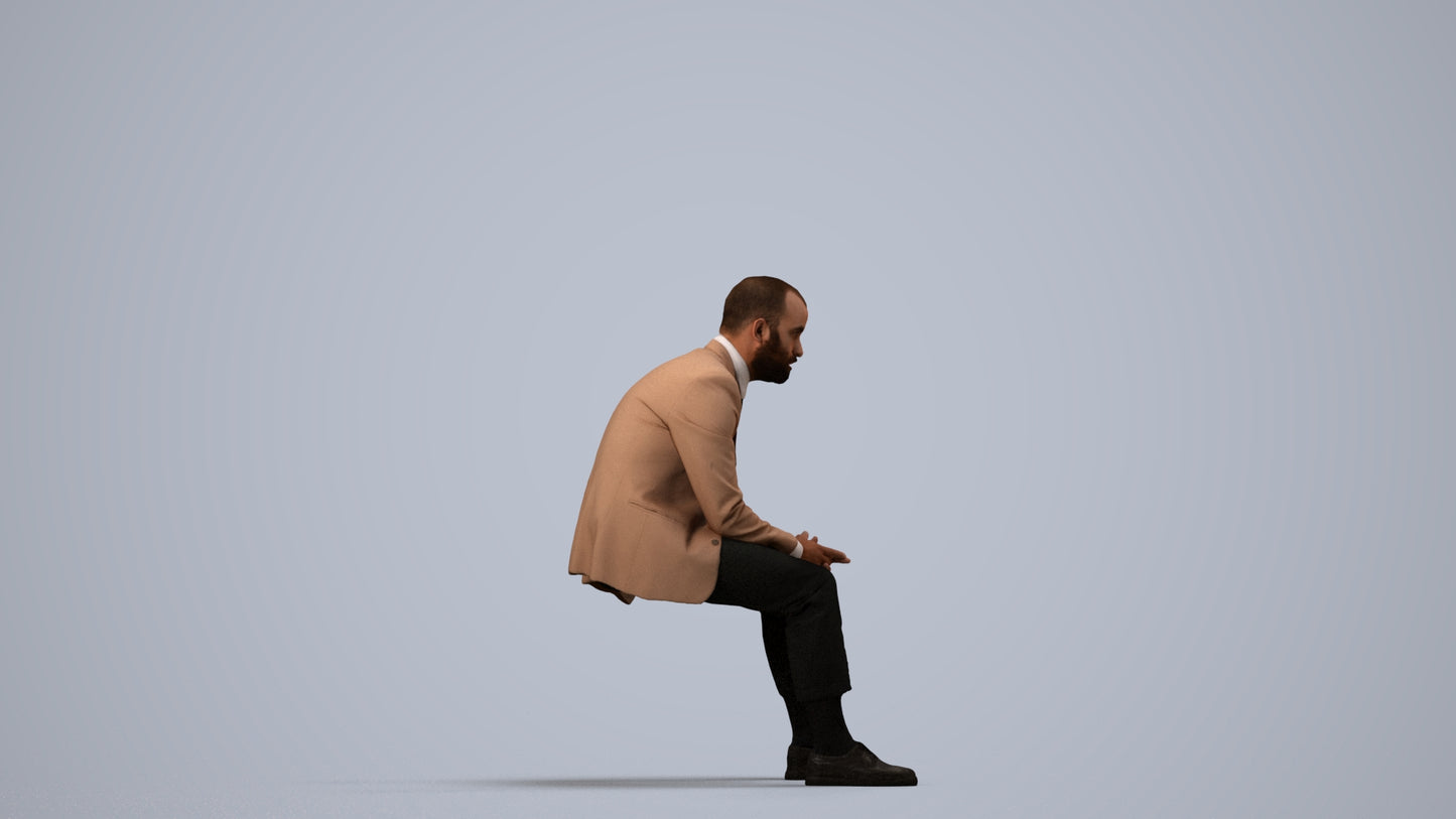 realistic 3D people man business, render-ready for V-Ray and Corona, FBX OBJ, side view render