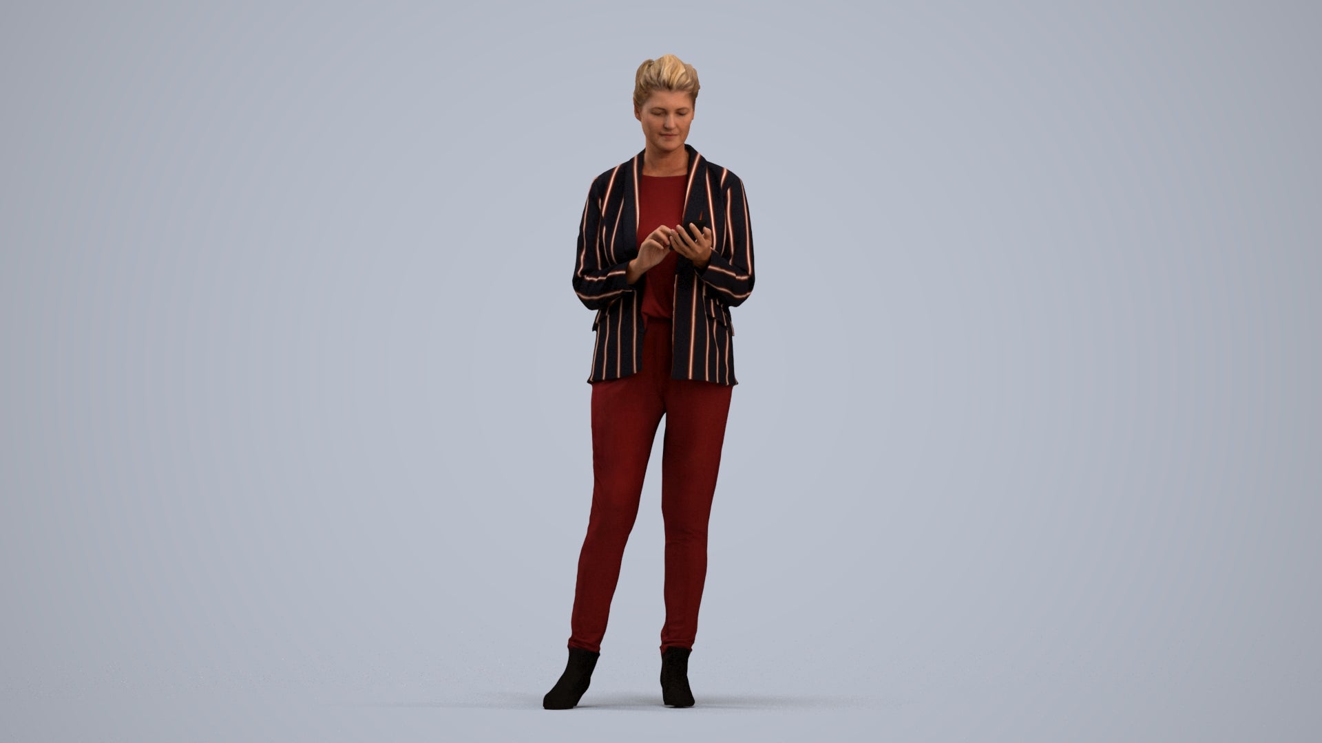 realistic 3D human woman business standing, archviz people FBX OBJ for Blender, standing pose render