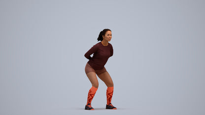 3D people model woman sport, scanned human for 3ds Max rendering, standing pose render
