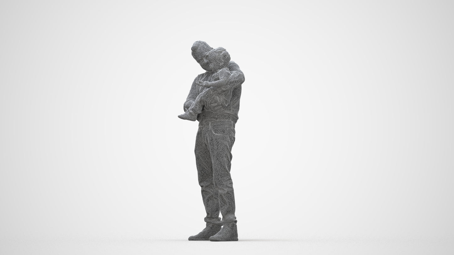 3D people model boy casual kids, scanned human for 3ds Max rendering, wireframe back view