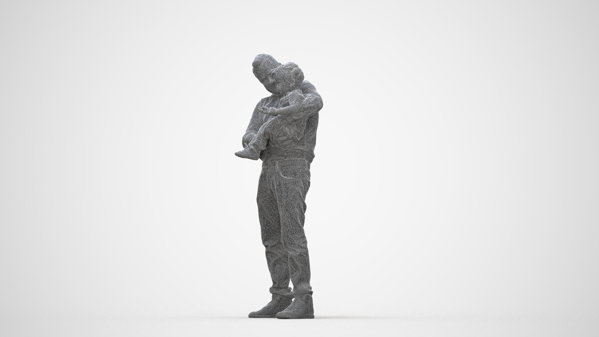 3D people model boy casual kids, scanned human for 3ds Max rendering, wireframe back view