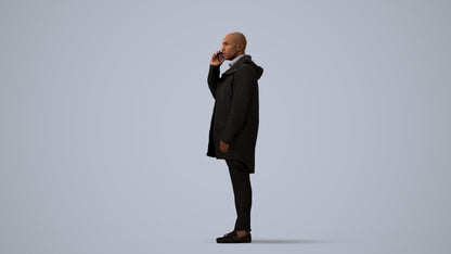 photogrammetry 3D man business standing, realistic human model archviz FBX, three-quarter view render
