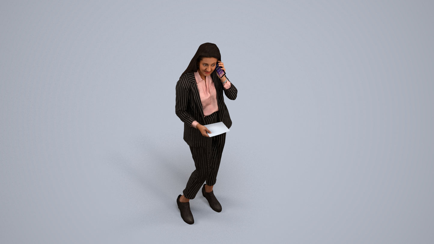 3D scanned woman business, photorealistic archviz people for Enscape and SketchUp, back view render