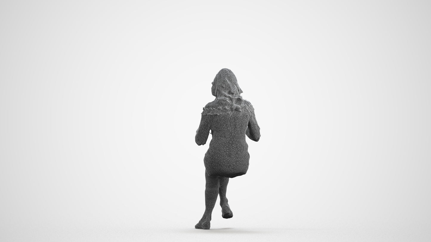 realistic 3D senior woman casual business, scanned archviz people for Blender and 3ds Max, wireframe front view