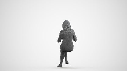 realistic 3D senior woman casual business, scanned archviz people for Blender and 3ds Max, wireframe front view