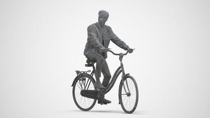 scanned 3D man casual cycling, photogrammetry people for Enscape and V-Ray, three-quarter front view render