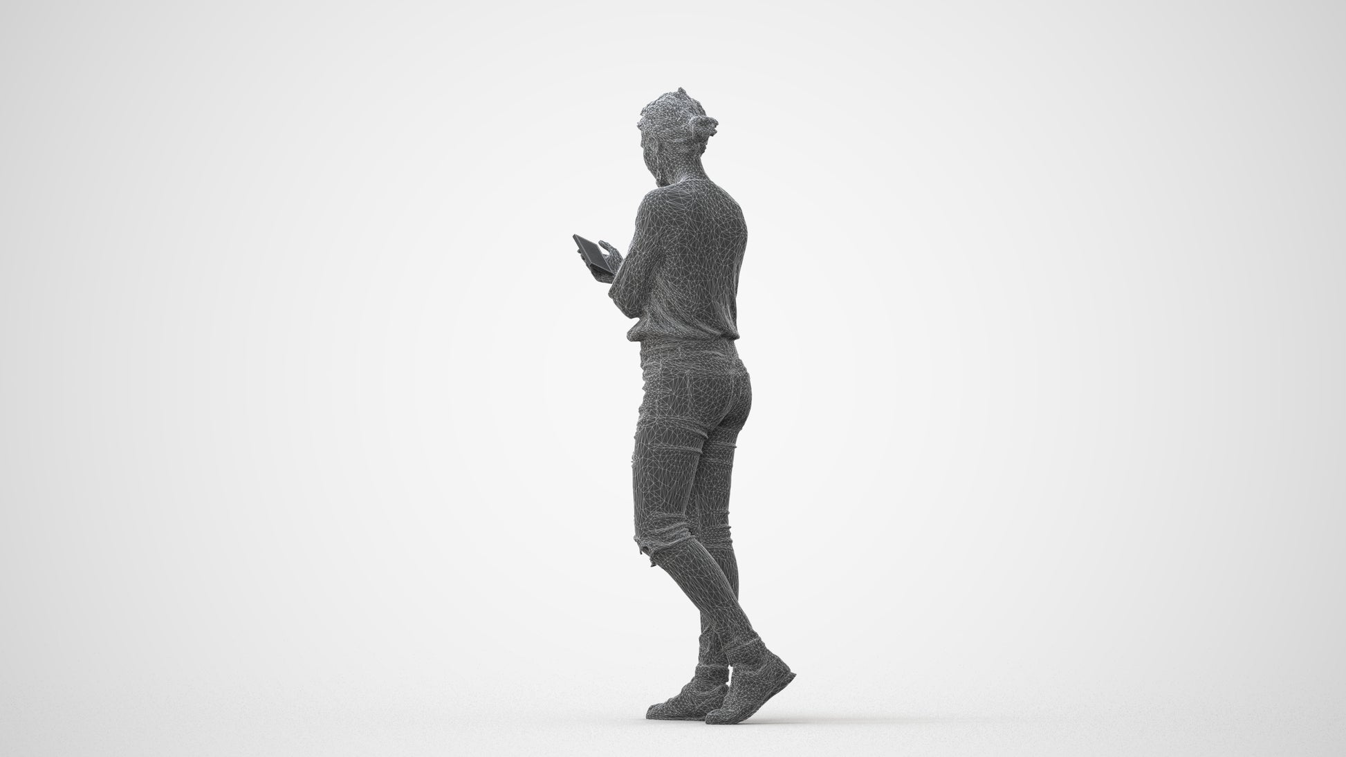 realistic 3D woman casual standing, scanned archviz people for Blender and 3ds Max, square thumbnail