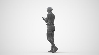 realistic 3D woman casual standing, scanned archviz people for Blender and 3ds Max, square thumbnail