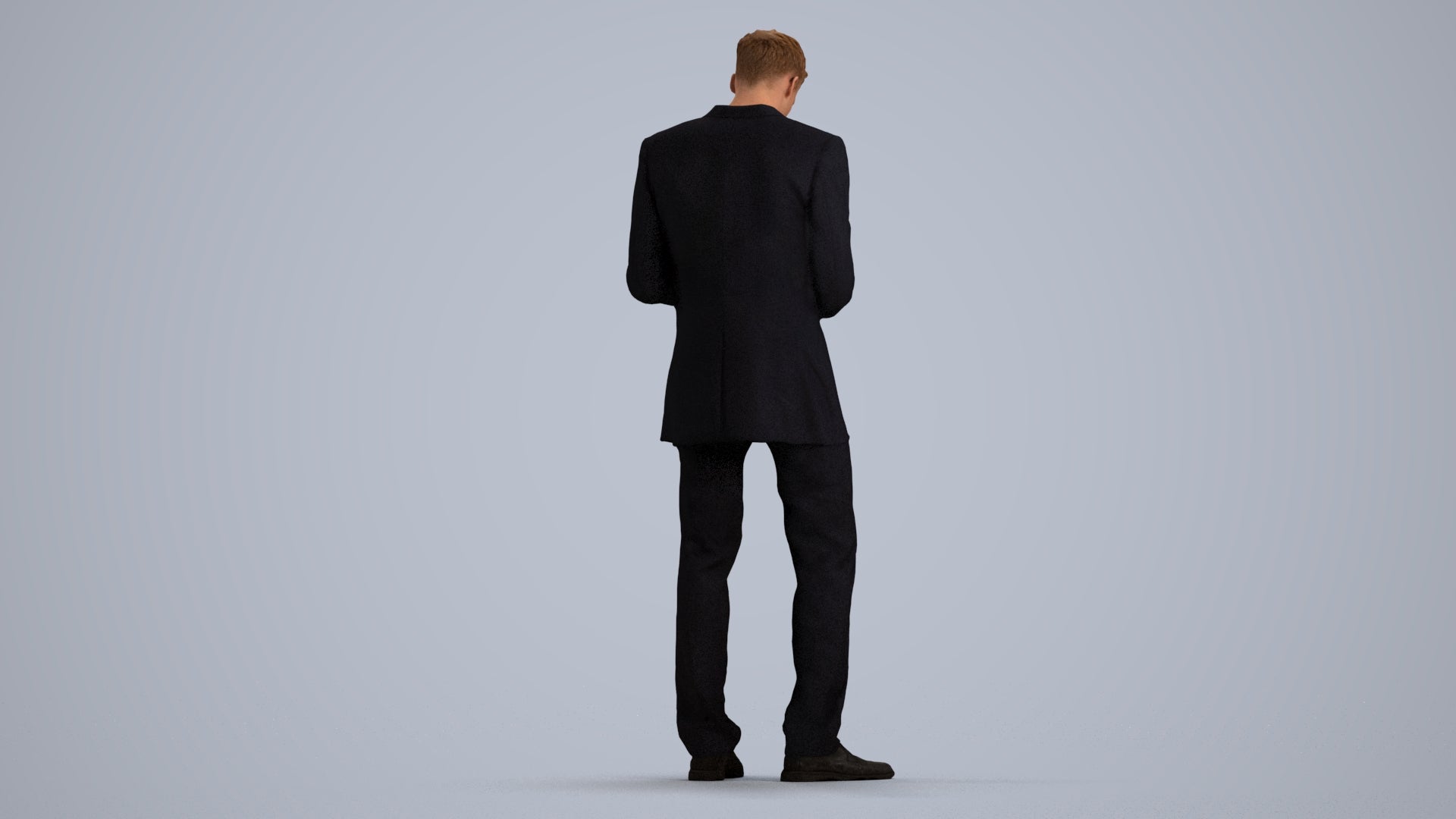 realistic 3D human man business, archviz people FBX OBJ for Blender, front view render