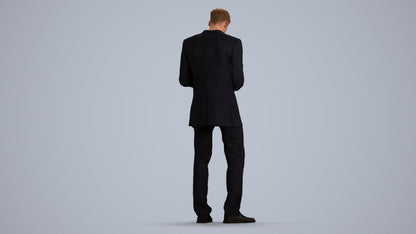 realistic 3D human man business, archviz people FBX OBJ for Blender, front view render