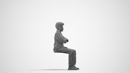 3D people model boy kids, scanned human for 3ds Max rendering, wireframe side view