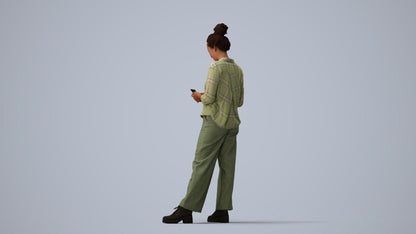 scanned 3D woman casual standing, photogrammetry people for Enscape and V-Ray, three-quarter view render