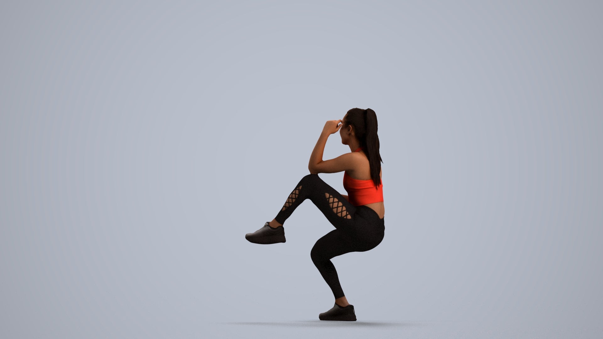 scanned 3D woman sport, photogrammetry people for Enscape and V-Ray, front view render