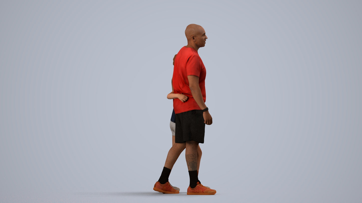 realistic 3D people girl sport kids, render-ready for V-Ray and Corona, FBX OBJ, side view render