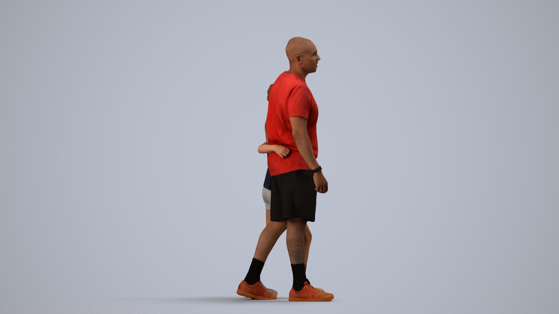 realistic 3D people girl sport kids, render-ready for V-Ray and Corona, FBX OBJ, side view render