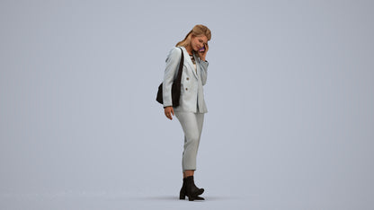 photogrammetry 3D woman business walking, realistic human model archviz FBX, standing pose render