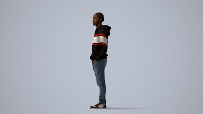 realistic 3D boy casual kids, scanned archviz people for Blender and 3ds Max, three-quarter view render