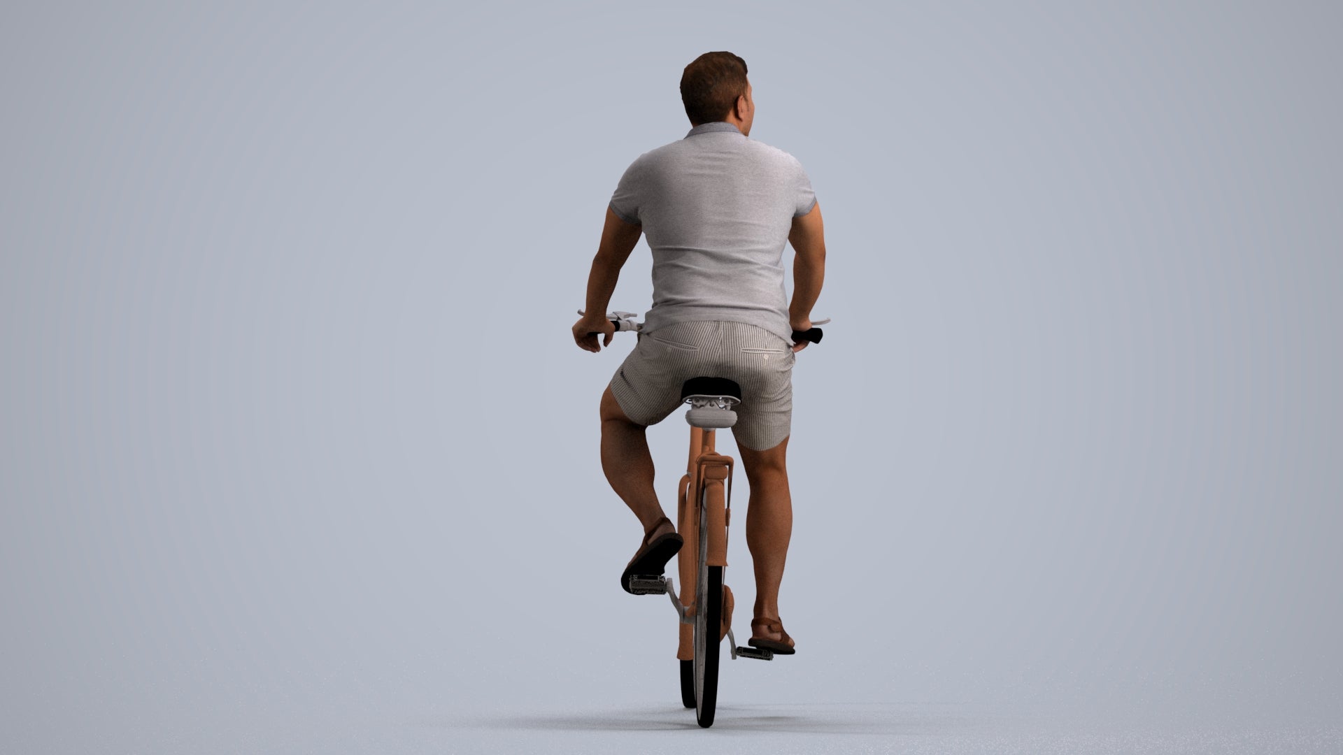 scanned 3D man casual cycling, photogrammetry people for Enscape and V-Ray, front view render